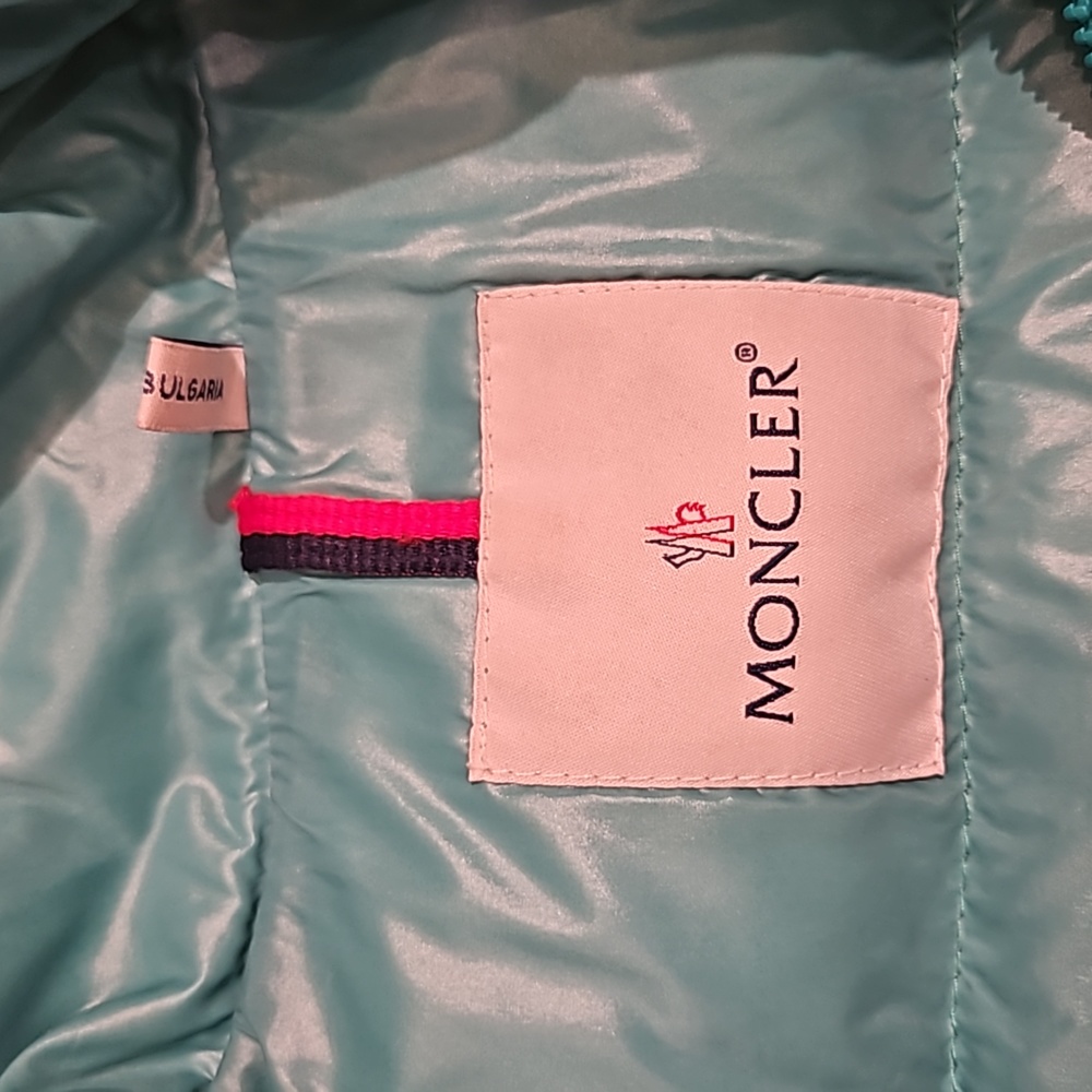 WOMENS AUTHENTIC MONCLER TURQUOISE BLUE GREEN PUFFER COAT JACKET $1250 SZ 2 (M) - Picture 8 of 10